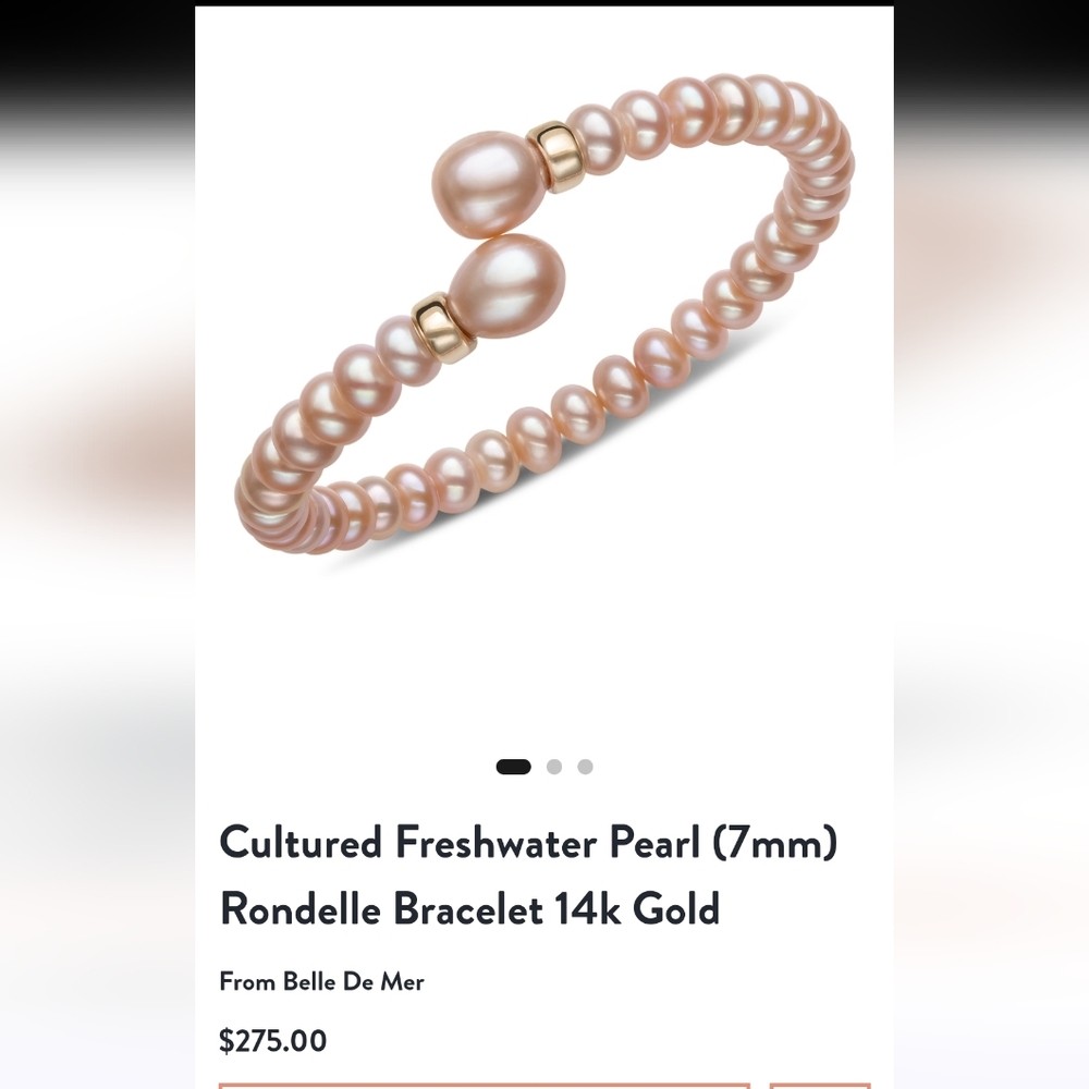 14k Pink Cultured Pearl Bracelet - Picture 8 of 8